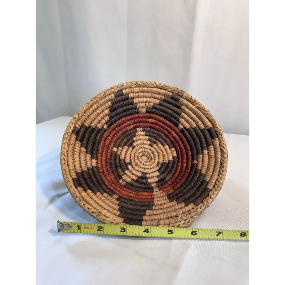 Vintage Navajo American Hand Woven Traditional Coil Wedding Basket 8.5